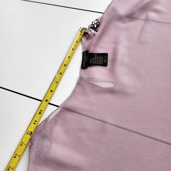 Zara Brown and Tan Asymmetrical Blouse with Flutter Sleeves - Picture 7 of 12